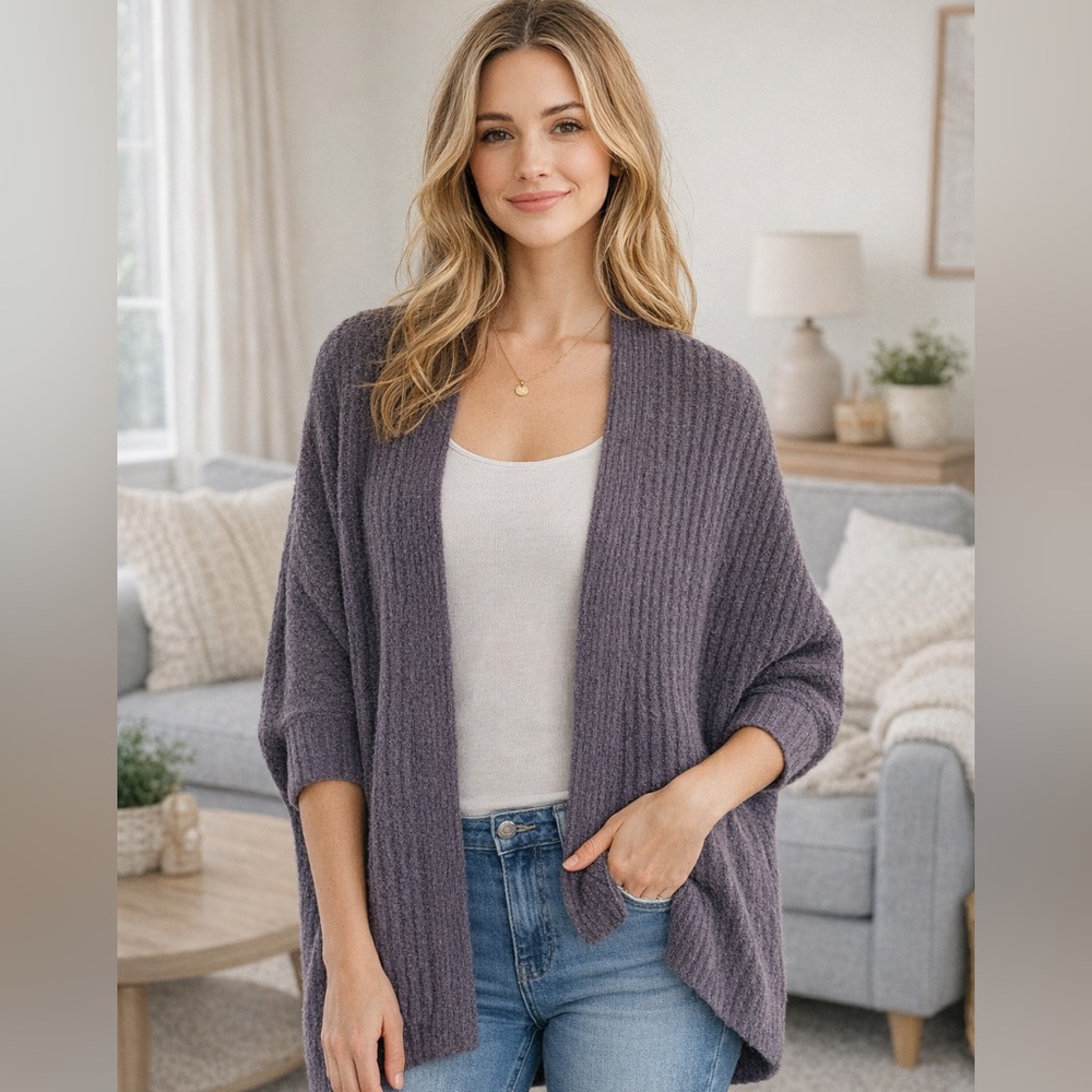 Barefoot Dreams Purple Cardigan S/M